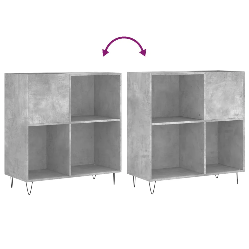 vinylskab 84,5x38x89 cm konstrueret træ betongrå - Image 7