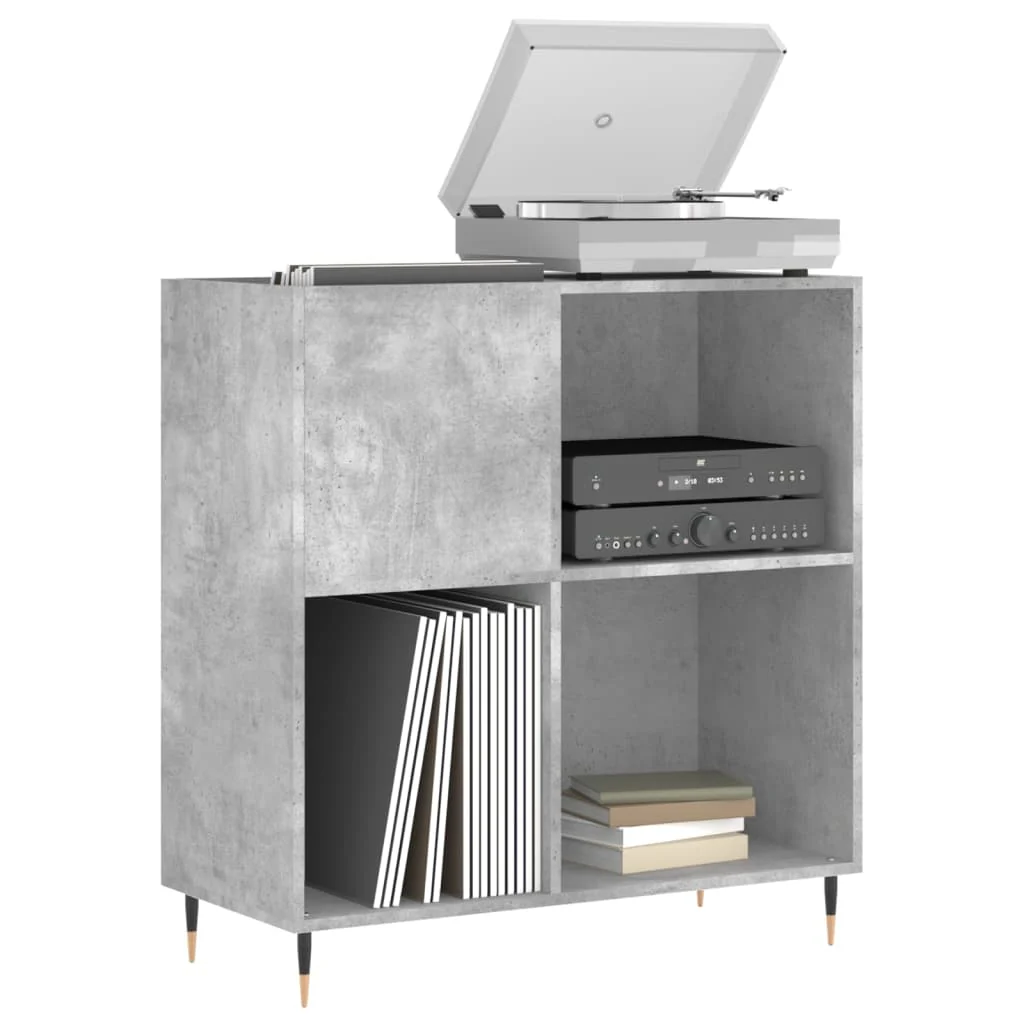 vinylskab 84,5x38x89 cm konstrueret træ betongrå - Image 3