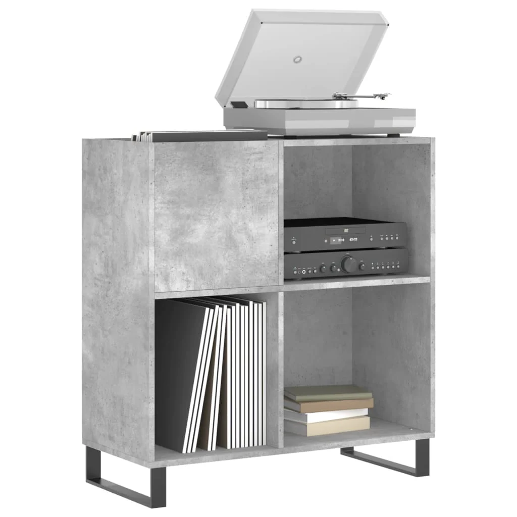 vinylskab 84,5x38x89 cm konstrueret træ betongrå - Image 3