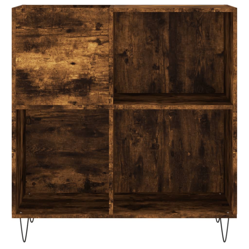 vinylskab 84,5x38x89 cm konstrueret træ røget egetræsfarve - Image 4
