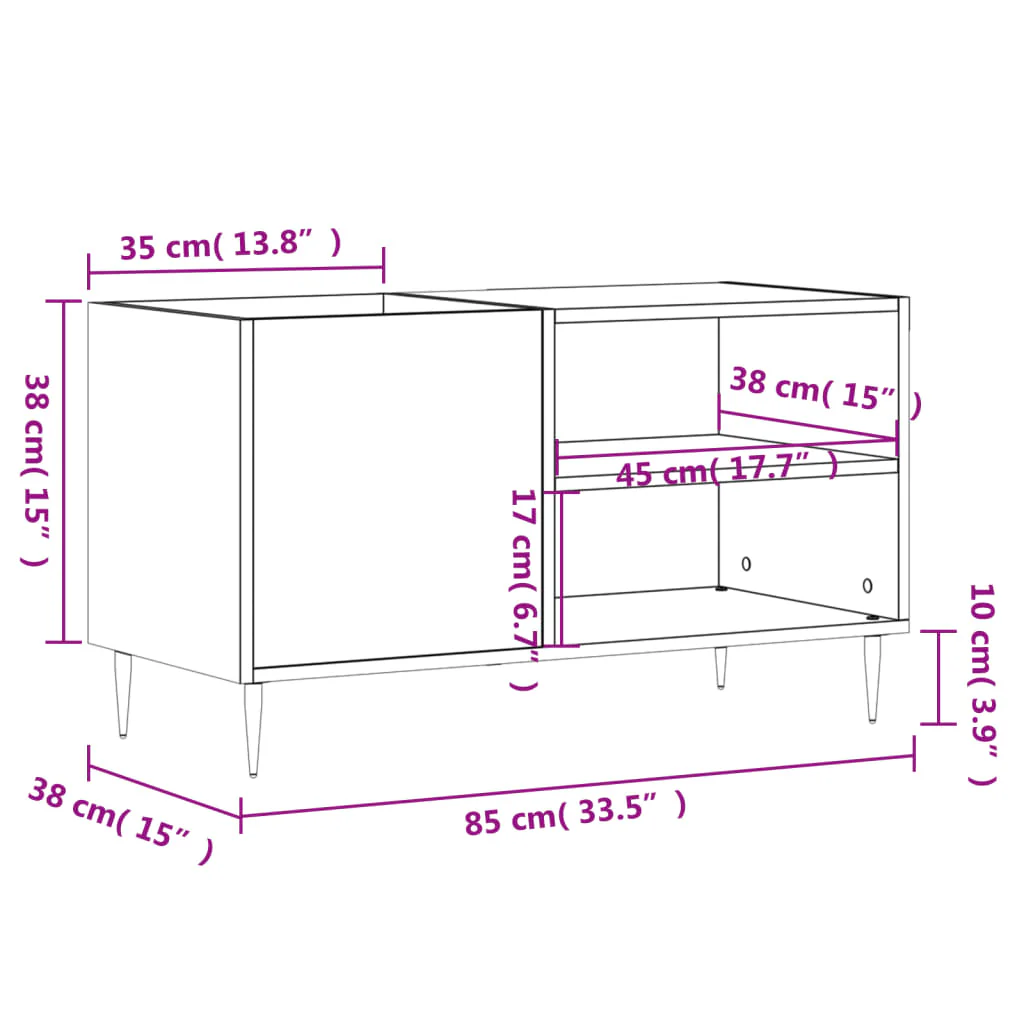 vinylskab 85x38x48 cm konstrueret træ betongrå - Image 8