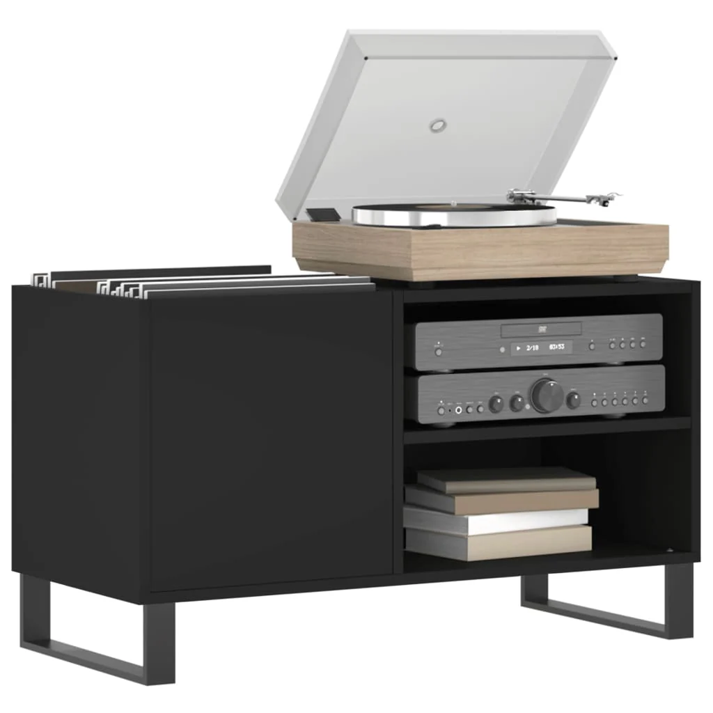 vinylskab 85x38x48 cm konstrueret træ sort - Image 3