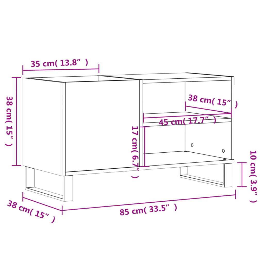 vinylskab 85x38x48 cm konstrueret træ sort - Image 8