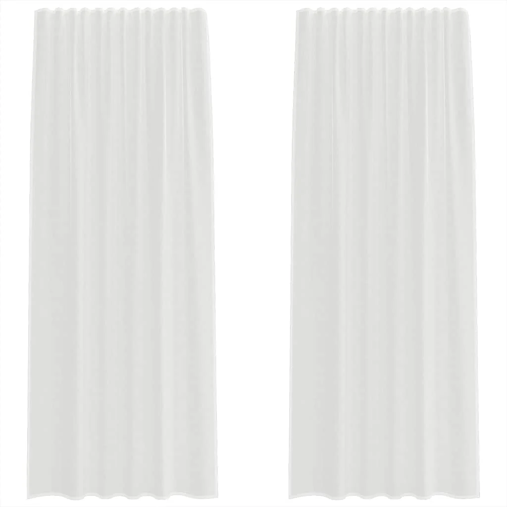 voile-gardiner med stanglommer 2 stk hvid - Image 2